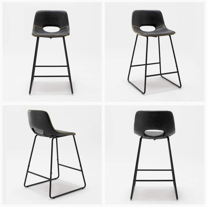 leather black bar stools set of 4 bar height