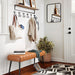 brown Leather Cushioned Bedroom Bench Entryway Bench