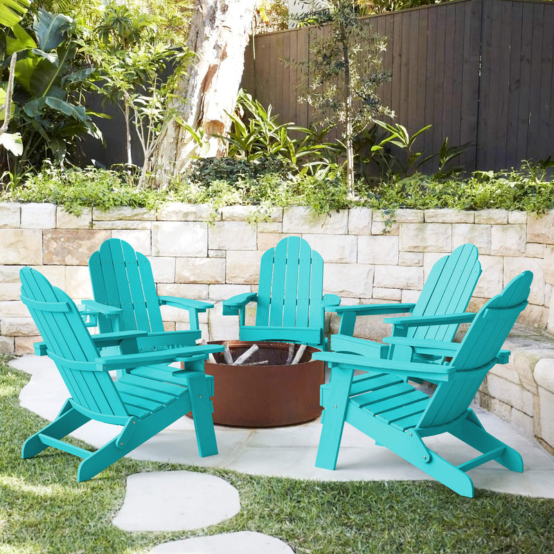 Miranda Aruba Blue Foldable Adirondack Chair with Cup Holder