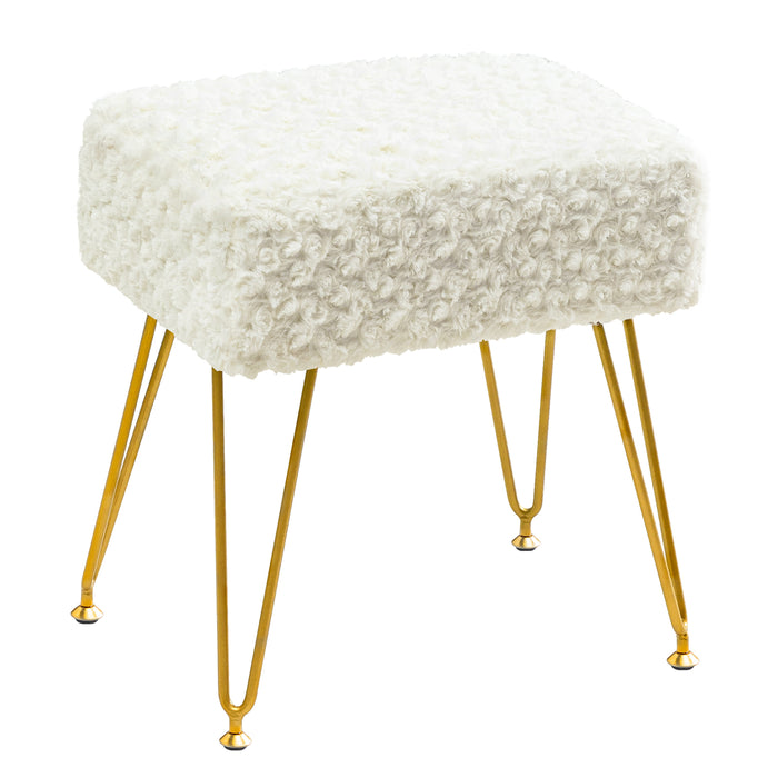 white soft stool for vanity