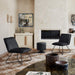 Upholstered black accent chair for living room