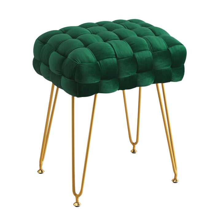 emerald green square vanity stool for bedroom