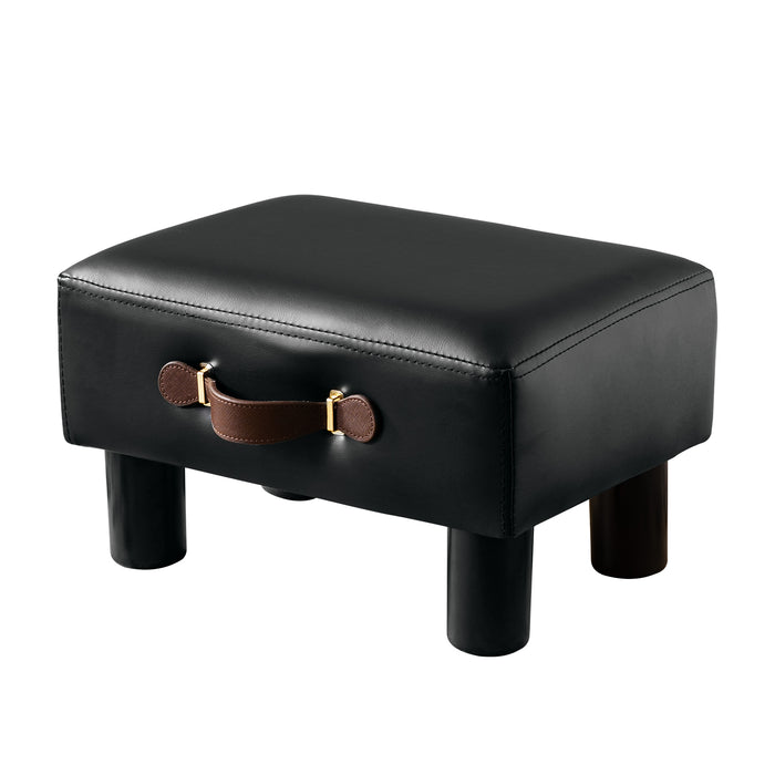 LUE BONA Faux Leather Square Foot Rest Under Desk Small Ottoman