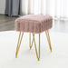 pink faux fur makeup vanity stool gold leg