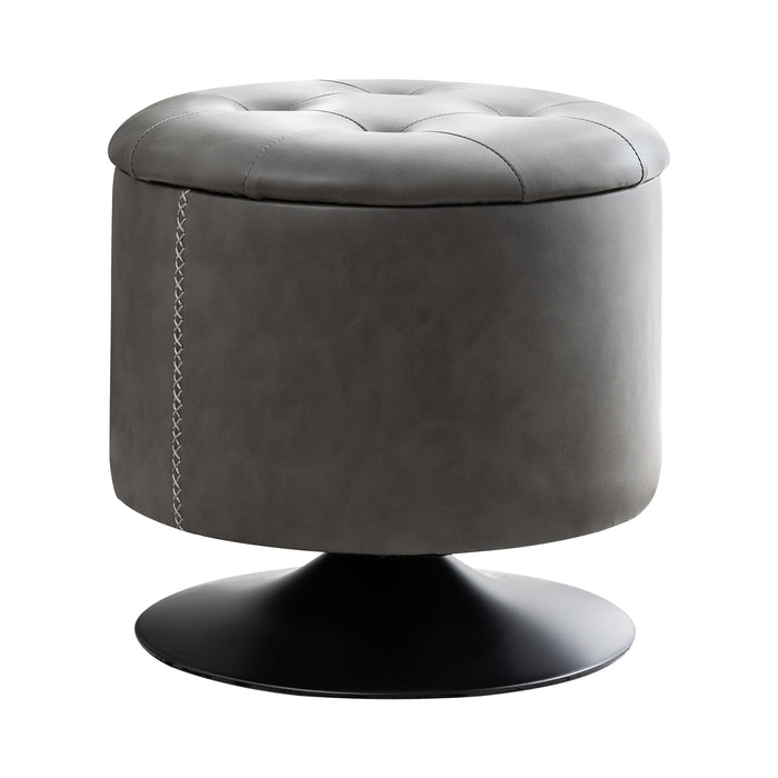 grey leather ottoman with storage