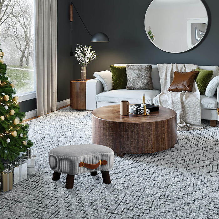 grey velvet footstool for living room