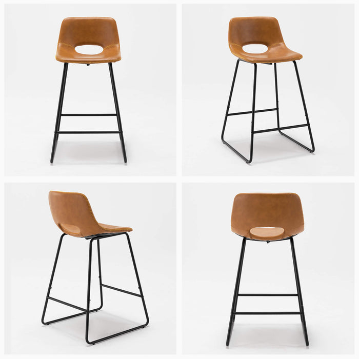 leather brown bar stools set of 4 bar height
