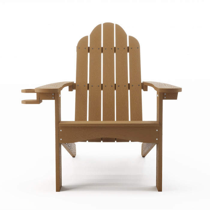 light brown outdoor adirondack chair for fire pit