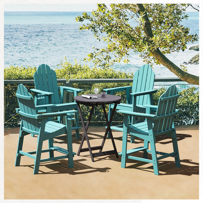 Blue turquoise tall adirondack chair with cup holder
