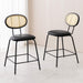 rattan back black counter barstool set of 2