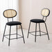 rattan back black counter barstool set of 2