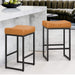 brown leather saddle bar stool set of 2