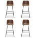 cognac modern bar stools set of 4 counter height