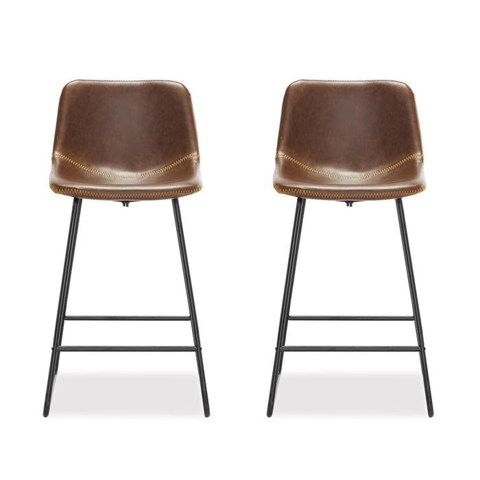 cognac modern bar stools set of 2 counter height
