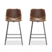 cognac modern bar stools set of 2 counter height