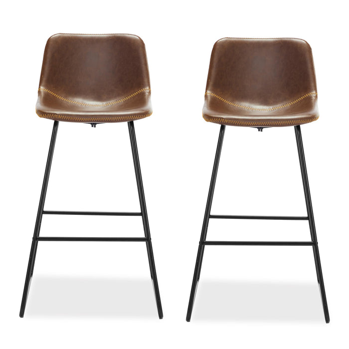 cognac modern bar stools set of 2 counter height