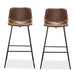 cognac modern bar stools set of 2 counter height