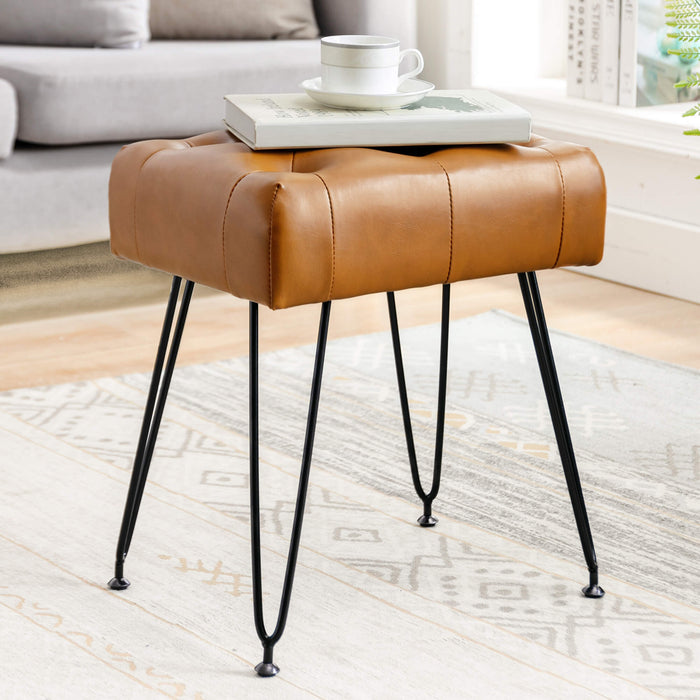 brown leather vanity chair