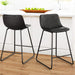 Upholstered black barstool set of 2 counter height