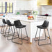 Upholstered black barstool set of 4 counter height