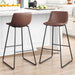 Upholstered dark brown barstool set of 2 bar height