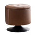 round storage ottoman swivel foot stool camel brwon