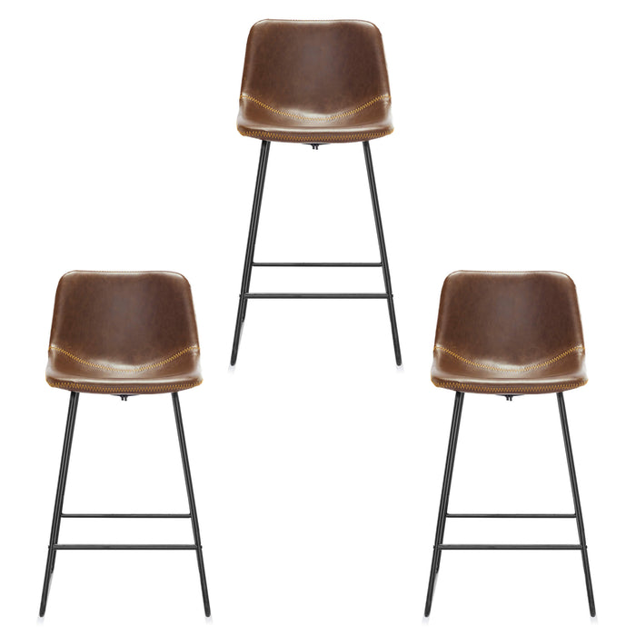 cognac modern bar stools set of 3 counter height