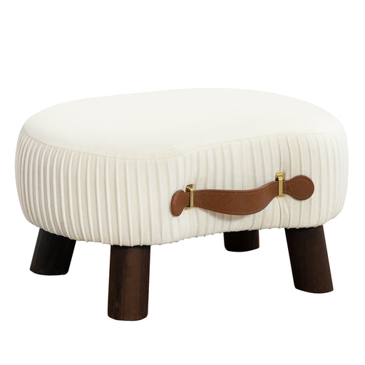 LUE BONA Small Foot Stool Ottoman, Beige Tufted Rivet Fabric Footrest with  Plastic Legs, 9''H, Rectangle Foot Stools for Adult with Non-Slip Pads