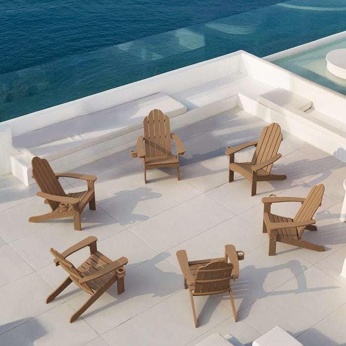 light brown outdoor adirondack chair for fire pit