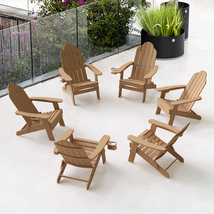 brown adirondack chair with cup holder