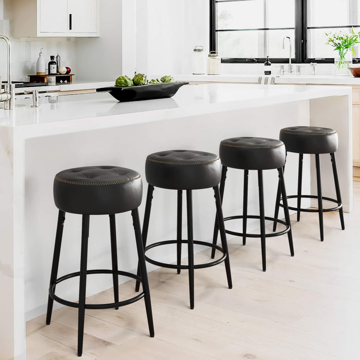 black cushioned leather backless counter stool set of 4