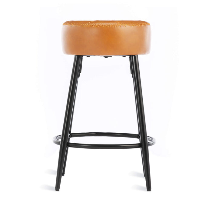 brown cushioned leather backless counter stool set of 4