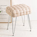 almond leather woven vanity stool