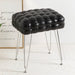 black leather woven vanity stool
