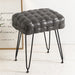 grey leather woven vanity stool