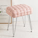 pink leather woven vanity stool