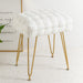 white leather woven vanity stool gold leg