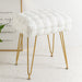 white leather woven vanity stool gold leg